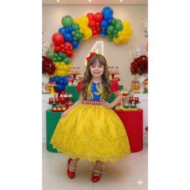 Imagem de Vestido Marie Temático Realeza Branca De Neve, Dourado, 1