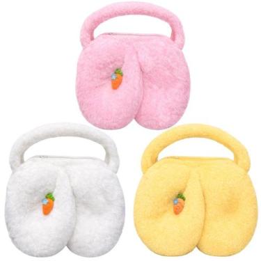 Imagem de Bolsa Pelúcia Orelhas de Coelho Acessório Páscoa - 1 Unidade Cor:Branc