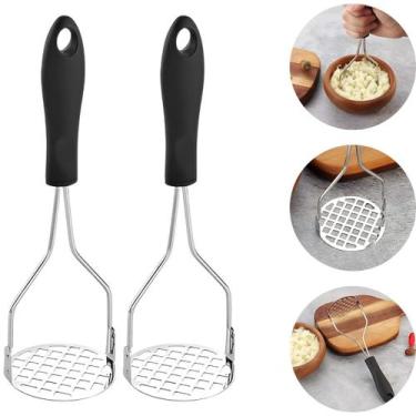 Imagem de 2 Amassador Espremedor de Legumes E Batatas Com Cabo Preto Inox - Top 