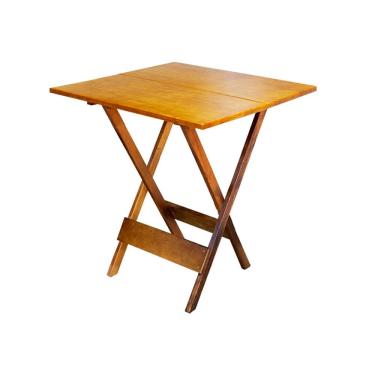 Imagem de Mesa para Pizzaria Dobrável de Madeira 70x70 para Bar Restaurante Área Gourmet Compacta - Natural