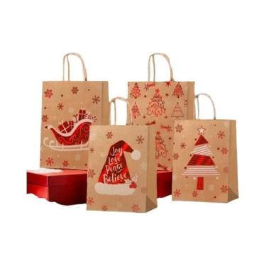 Imagem de Sacolas De Presente De Natal Com Alças, 4 Modelos, Sacolas De Papel Kr