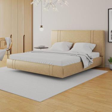 Imagem de Cama Moderna Aspen King Box com Cabeceira Estofada Base Flutuante PU B
