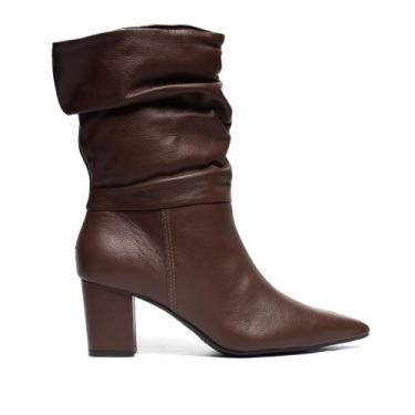 Imagem de Bota Feminina Via Marte Couro Bico Fino Marrom, Marrom, 35