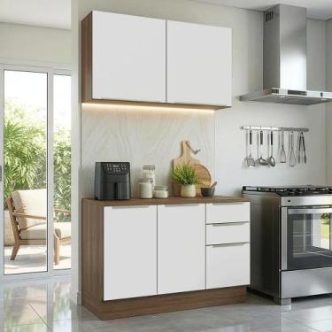 Imagem de Armário de Cozinha Compacta 120 x 60 cm Branco Lux Madesa 02, Rustic/B