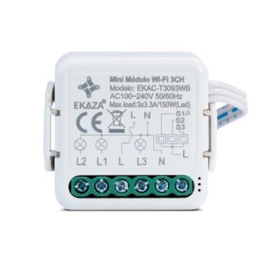 Imagem de Interruptor Inteligente Wifi Mini Módulo 3 Canais Ekaza Alexa e Google