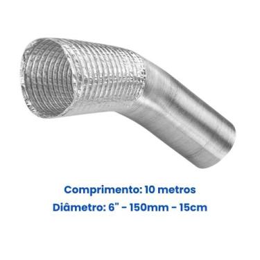 Imagem de Duto Alumínio Flexível 150mm 6 Polegadas 10m Exaustor Coifa - Engarb