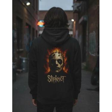 Imagem de Moletom Slipknot Preto Masculino Canguru Rock Heavy Metal, Preto, G