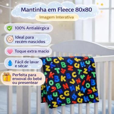 Imagem de Manta Mantinha Bebê Antialérgico Macia Infantil Fleece Estampado 80x80