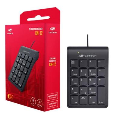 Imagem de Teclado Numérico USB C3Tech KN-12BK, 19 Teclas Slim, Plug and Play, 12