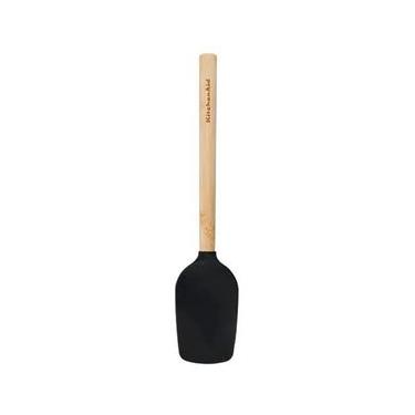 Imagem de Espátula Colher de Bambu Silicone Preta Cozinha KitchenAid