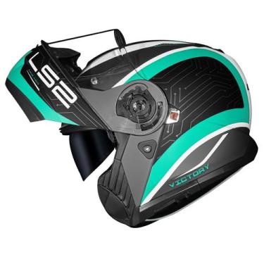 Imagem de Capacete Ls2 Strobe 2 FF908 Victory Azul Robocop Articulado, Preto Azu