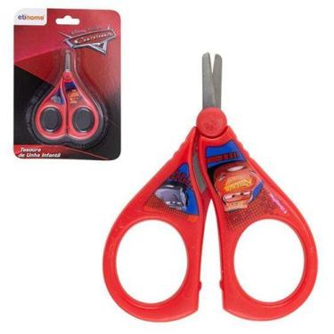 Imagem de Tesoura De Unha Infantil De Inox Cabo De Plastico Vermelho Carros 8X6C