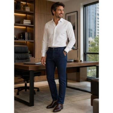 Imagem de Calça Jeans Masculina Sport Fino Slim Fit Vilejack VMCS0103, Azul, 46