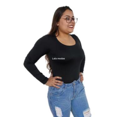 Imagem de Blusa Feminina Decote U em Suplex/INVERNO/SEGUNDA PELE/preto/branco/ci