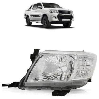 Imagem de Farol Dianteiro Hilux Sr Srv 2012 2013 A 2015 Lente Lisa Acrílico Másc