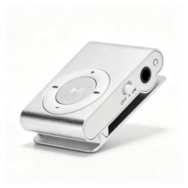 Imagem de Mini MP3 Player, Portable Digital Music Media Player, Mini MP3 with Back Clip, Player Com Fone de Ouvido e Cabo USB, até 5H Play Time, Support Memory Card (Prata)