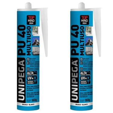 Imagem de Kit 2 Selantes PU40 Unipega Branco 360g Multiuso Vedação - DEPECIL