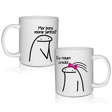Imagem de CANECA POLICARBONATO BRANCA 300 ML FLORK KIT 2 CANECAS TEMA CASAIS
