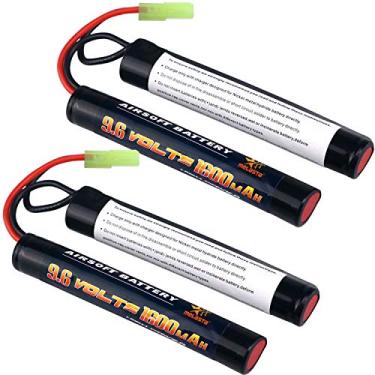 Imagem de melasta Pacote com 2 baterias 9,6 V 1600 mAh Butterfly Nunchuck NIMH para Mini Tamiya Airsoft Guns M4, G36, M110, SR25, M249, M240B, M14, RPK, PKM, L85, AUG, G3