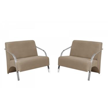 Imagem de Kit 2 Poltronas Namoradeira 2 Lugares Vênus Braço Alumínio D Salla Suede