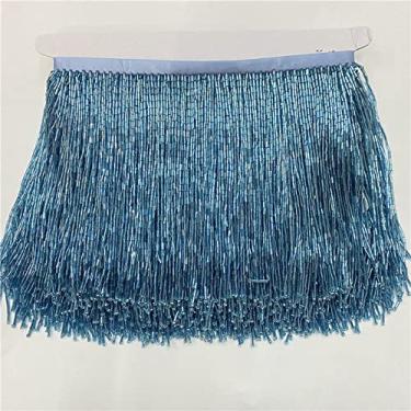 Imagem de 2 metros/lote Bead Tassel Tassels Trim Lace Fringe 15 cm de largura para acessórios DIY Home Textile Dance Ribbon, Sky Blue, 2 Metros