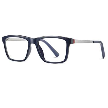 Imagem de Tr90 Frame Metal Legs quadrado Azul Light Blocking Glasses Para mulheres e homens Proteção de Radiação de Óculos de Computador C3透蓝框