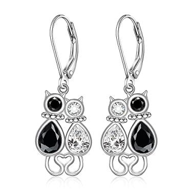 Imagem de Brincos de prata esterlina dinossauro vaca gato para mulheres meninas dinossauro gatinho origami guindaste hipoalergênico bonito animal gota pingente jóias dia dos namorados , Metal, Zircônia cúbica