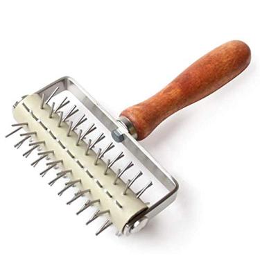 Imagem de Cortador de massa de pizza de aço inoxidável, rolo de agulha de aço inoxidável, Pizza Puncher Pizza, roda de pão, perfurador de pizza