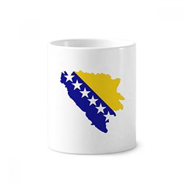 Imagem de Suporte de caneta com a bandeira nacional da Bósnia e Herzegovina com suporte de cerâmica, suporte para lápis