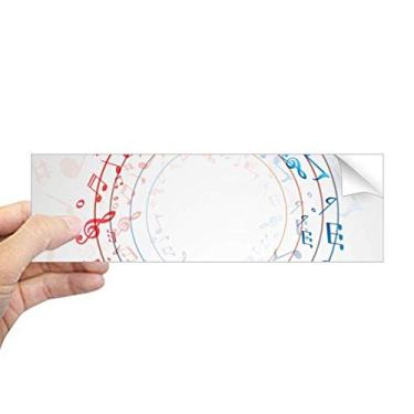 Imagem de DIYthinker Adesivo retangular de anotações musicais azul vermelho formato redondo para notebook janela decalque