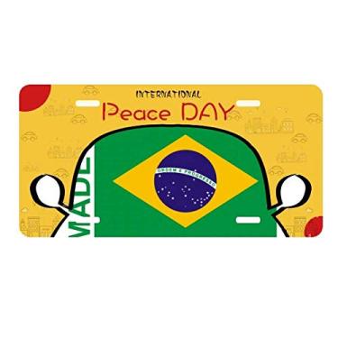Imagem de DIYthinker Placa de licença Made in Brazil Love Love para decoração de carro, dia da paz
