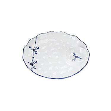 Imagem de GUIPAIHAI Prato de bolinho de cerâmica com vinagre Prato de restaurante doméstico Cor de esmalte Forma para frutos do mar (Cor: C)