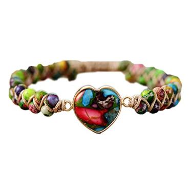 Imagem de Pulseira de jaspe com coração apaixonado, 2022 nova pulseira natural em forma de coração em forma de coração pulseiras clássicas em formato de coração pulseiras de pedra artesanal