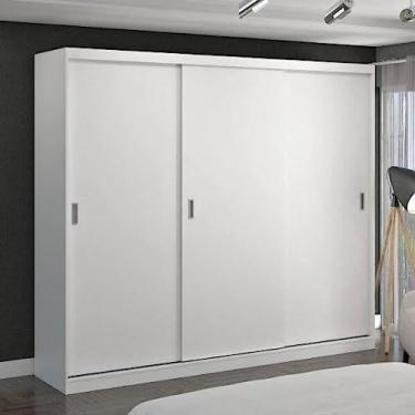 Imagem de Guarda Roupa Casal 3 Portas de Correr 2 Gavetas MDF MM7320 Siena Móveis Branco