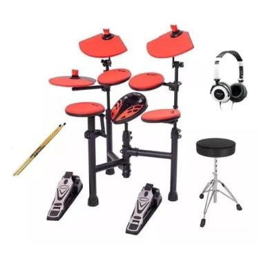 Imagem de Kit Bateria Eletronica Orange Ed2 X-pro C.ibanez + Banco + Fone Serve Para Estudo e Iniciantes