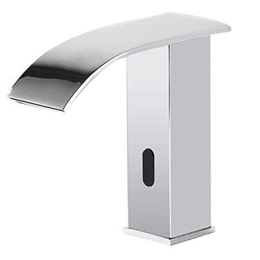 Imagem de Torneira de lavatório com sensor inteligente Torneira de lavatório com sensor automático em cascata Torneira de banheiro Torneira de pia de banheiro Torneira de lavatório,Níquel escovado A1,