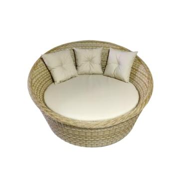 Imagem de Chaise Concha Redonda Em Fibra Sintética Palha Natural,Alumínio, Garden.
