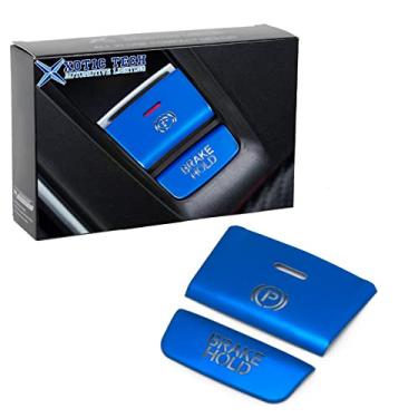 Imagem de Xotic Tech P Botão de retenção de freio de engrenagem acabamento de capa de moldura de alumínio compatível com Honda Accord 10ª geração (azul)