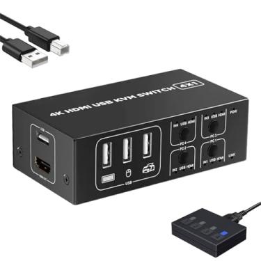 Imagem de CHAVEADOR HDMI USB 4X1 4K 60Hz KVM para 4 PCs KONACRON