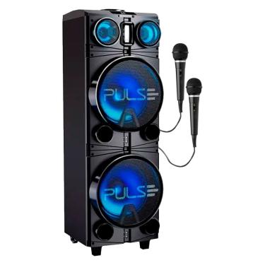Imagem de Caixa de Som Pulse Storm 2 12"pol BT Led Rádio TWs 1500w-2 Mic  