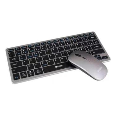 Imagem de Kit Teclado e Mouse Bluethooth Preto Wireless Hs-525k - hrebos