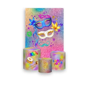 Imagem de Painel De Festa Vertical 1,50 x 2,20 + Trio De Capas Cilindro - Carnav