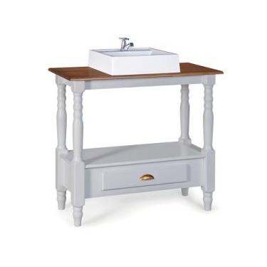 Imagem de Bancada Aparador para Banheiro com Cuba 1 Gaveta Dália 3063 Linz Móvei