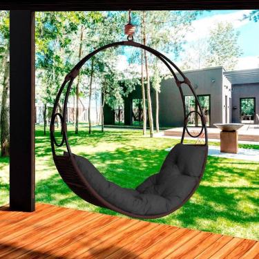 Imagem de Cadeira Balanço Suspenso Lua Em Corda Náutica Marrom/preto