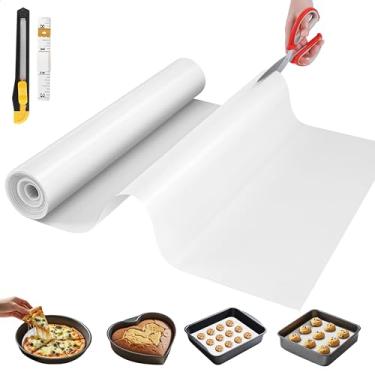 Imagem de Tapete de silicone para assar, 30,5 cm x 1,8 m, corte livre, assadeira de silicone antiaderente, reutilizável e pastelaria, rolo de silicone antiderrapante para forro de fritadeira, liofilizador,