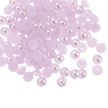 Imagem de HARFINGTON 300 peças de pérolas planas de 6 mm de plástico ABS meia cúpula imitação de pérolas de artesanato para bricolage artesanato sapatos decorações roupas casamento Natal molduras de fotos, roxo
