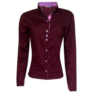 Imagem de Camisa Social Feminina Manga Longa Bordô - Lojas Vicenttino, GG