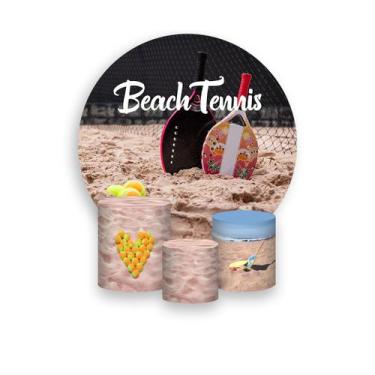 Imagem de Painel De Festa Redondo 1,50x1,50 + Trio De Capas Cilindro - Beach Ten