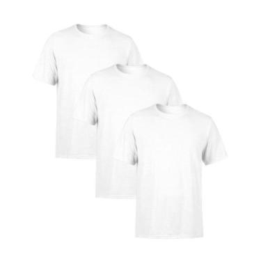 Imagem de Kit 3 Camisetas AMGK Masculina Lisa Premium 100% Algodão, Branco, G, M