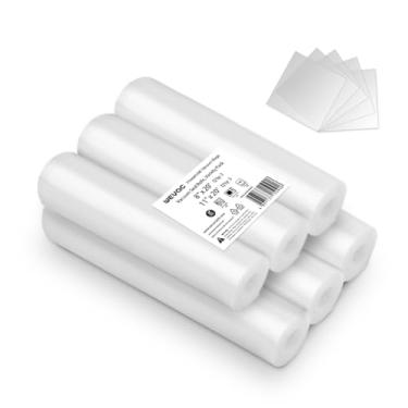 Imagem de [2024 Q4] Rolo selador a vácuo de 20 cm x 50 cm e 28 cm x 50 cm, pacote com 6 - ideal para armazenamento de alimentos, sous vide e preparação de refeições, mantenha os alimentos frescos e nutrientes,